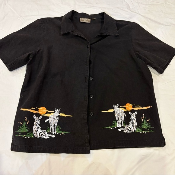 Vintage 90s Jane Ashley Zebra Safari 2-Piece Set | Capri Pants & Button Shirt - Picture 5 of 14